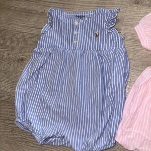 Polo by Ralph Lauren Blue and White Striped Kids One Piece